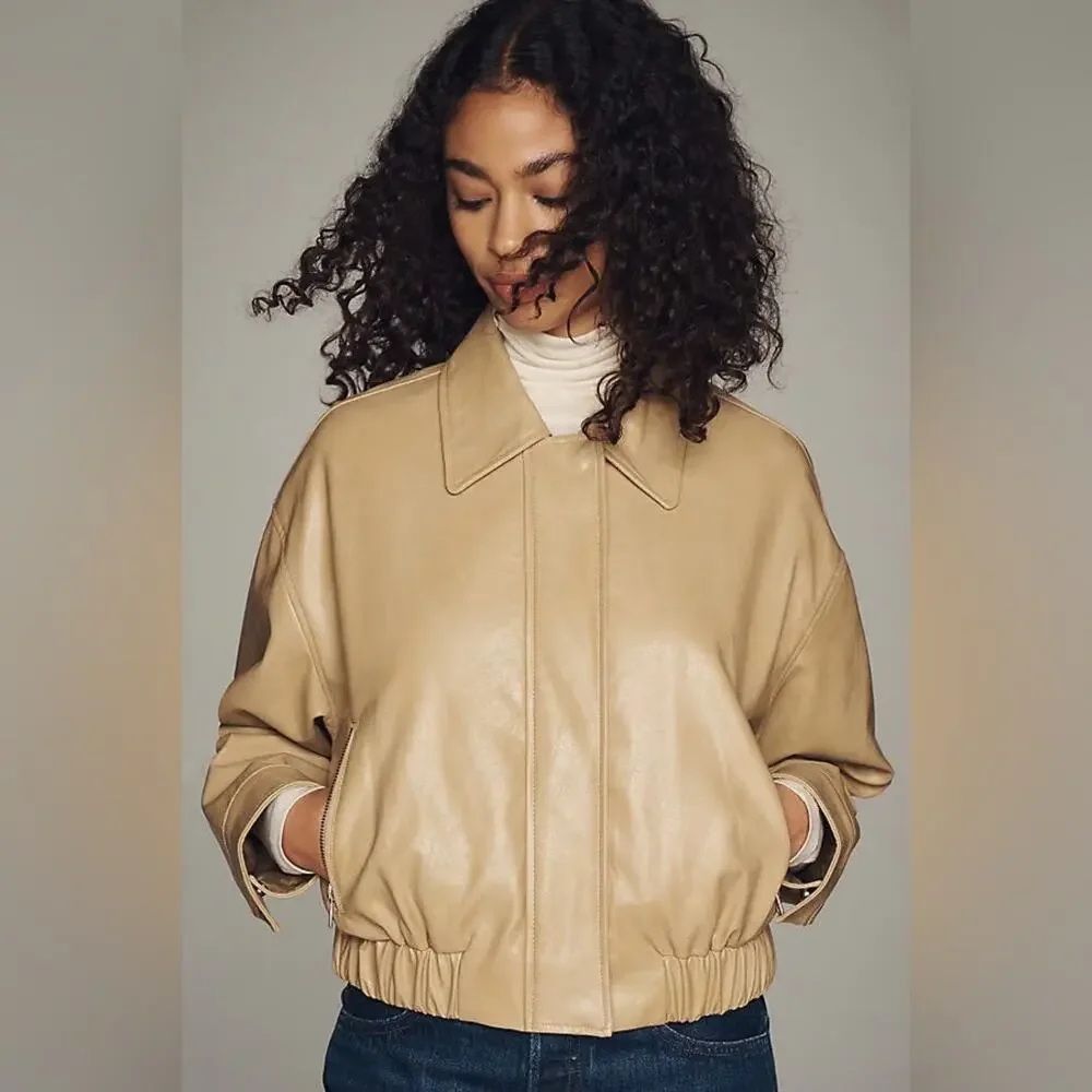 Maeve Faux leather Bomber Jacket - Picture 2 of 8